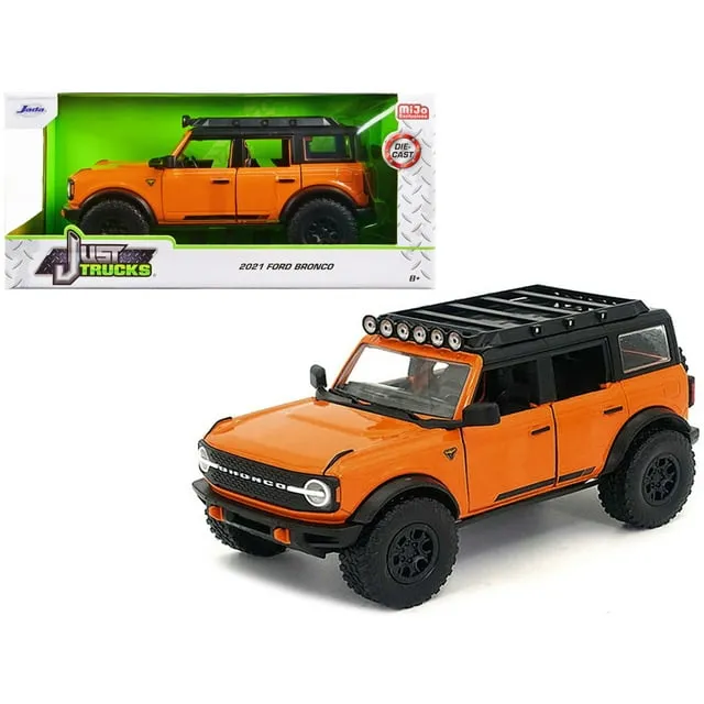 1/24 Jada 2021 Ford Bronco Off Road 4×4 &amp; Black Top Diecast Model Orange 34289