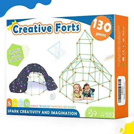 Tiny Land Kids-Fort-Building-Kits-130 Pieces-Creative Fort Toy for 5,6,7 Years ...