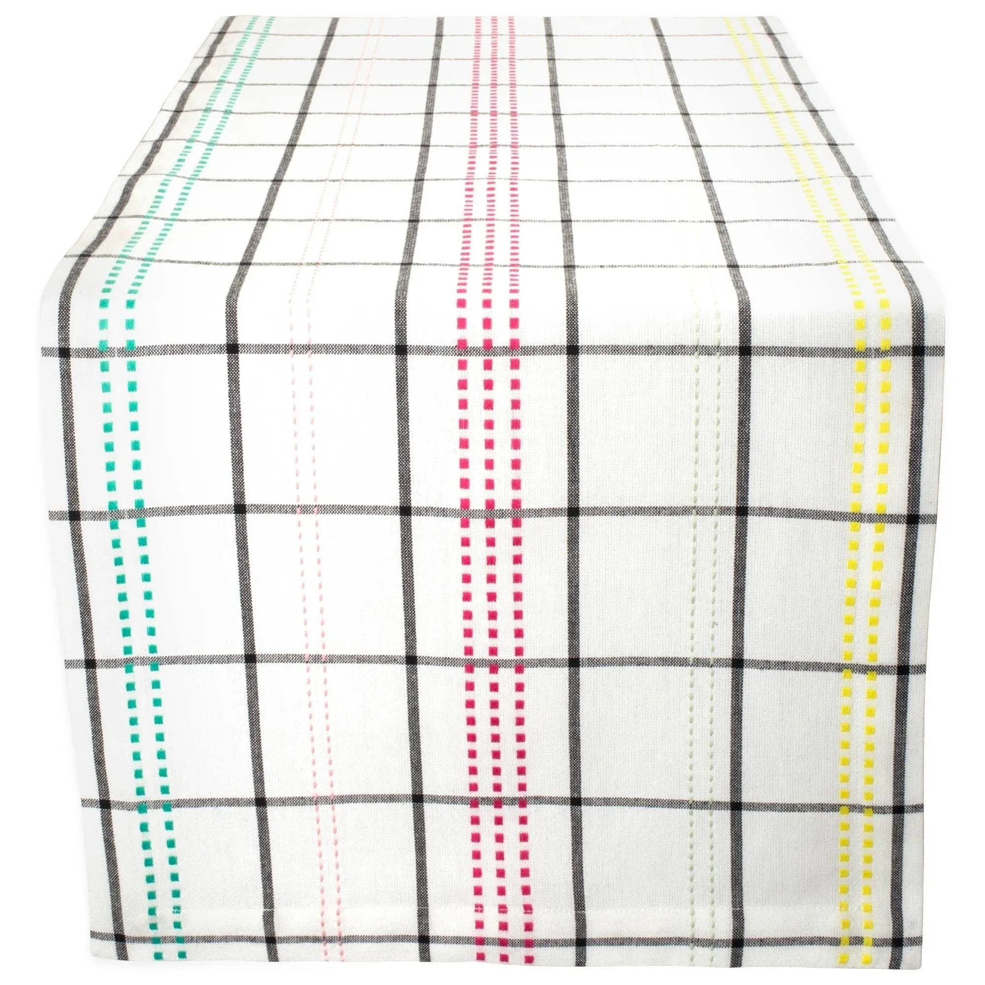 DII Springtime Tabletop Collection, Color Pop Plaid, Table Runner, 14x108