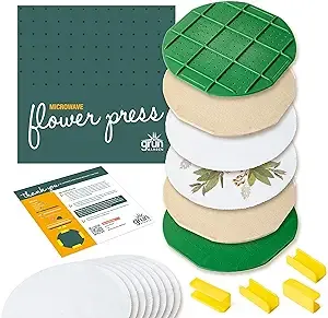 GSM Brands Microwave Flower Press Kit for Drying Leaf, Plant, and Flowers (10 Inch Round)