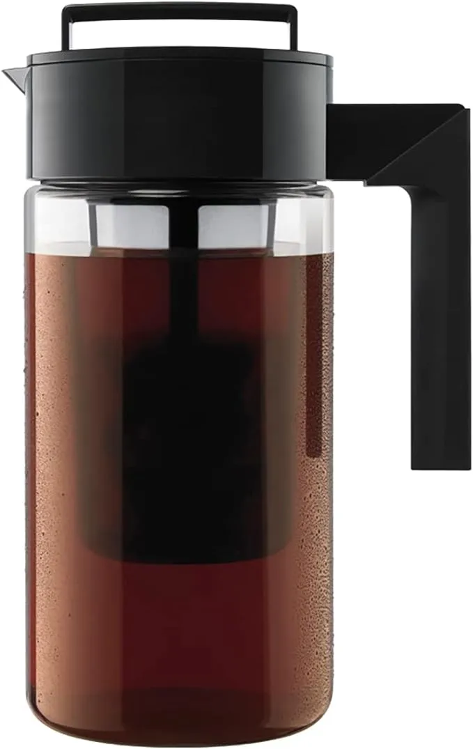 Takeya Cold Brew Coffee Maker with Black Lid Pitcher, 2 qt