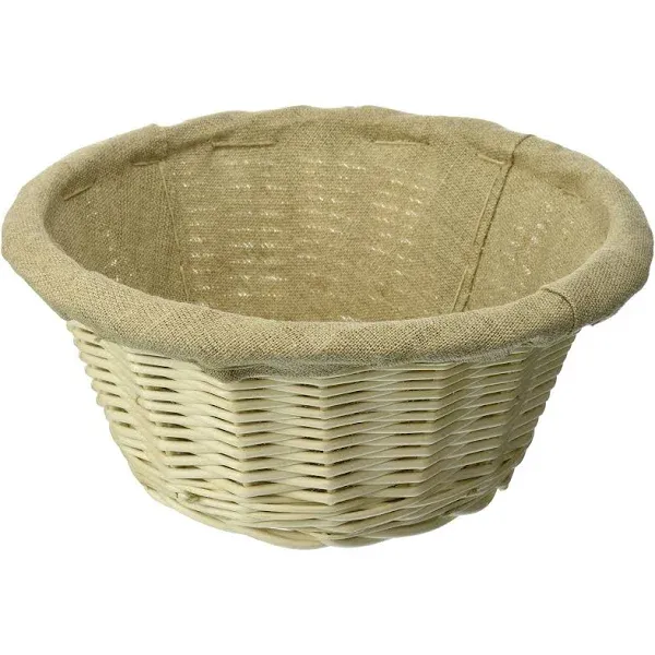 Matfer Bourgeat 118511 9 1/2" Linen Lined Wicker Round Banneton Proofing Basket