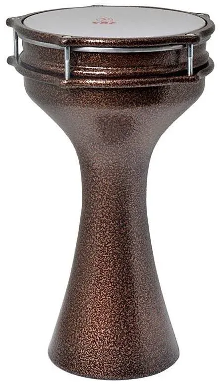 ZAZA Percussion 16'' Length Aluminum Darbuka, 8" Tunable Synthetic Head Turkish Doumbek Drum (Red Copper)