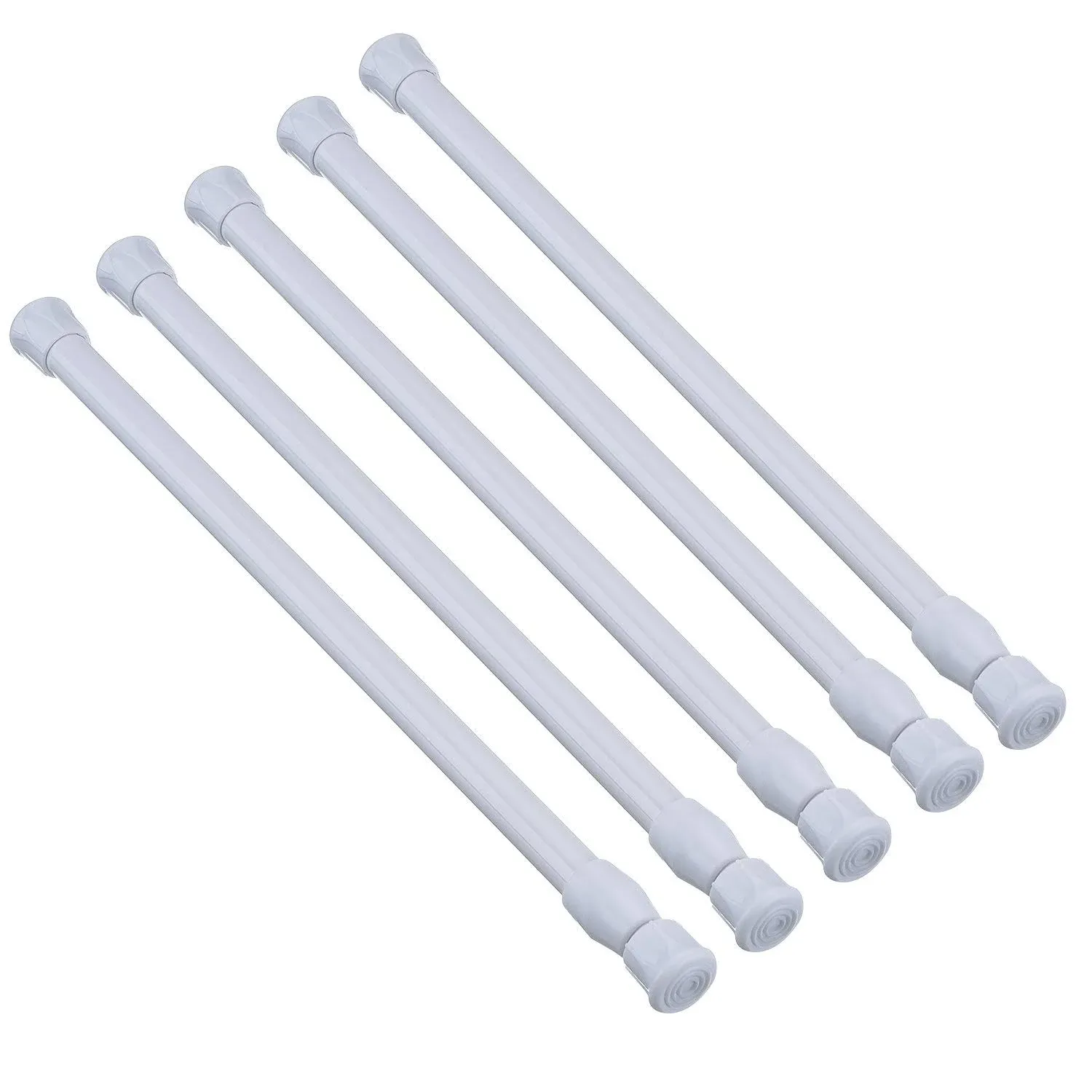 5 Pack Cupboard Bars Tensions Rod Spring Curtain Rod Extendable White Bars