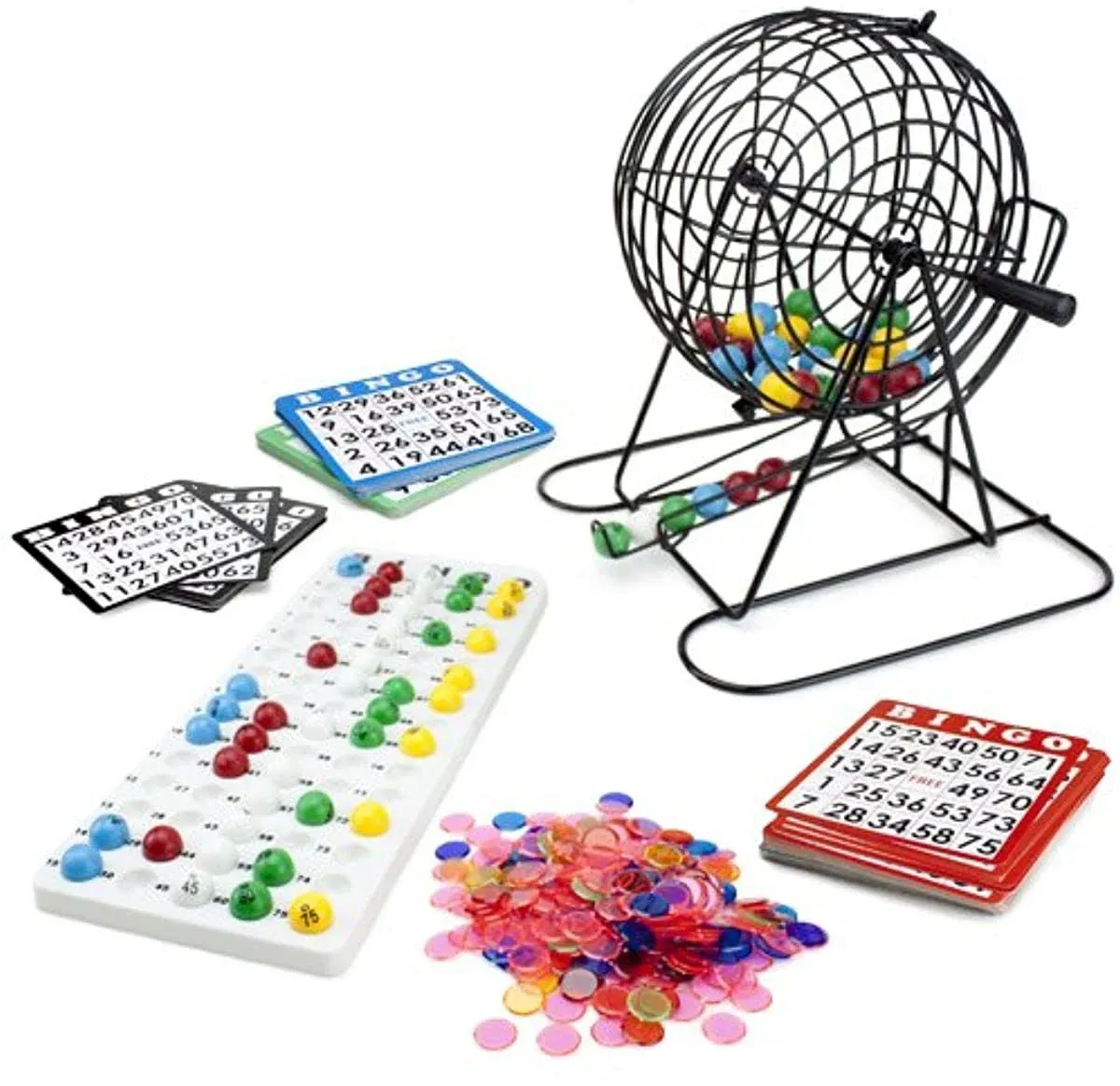 Deluxe Bingo Game w/Cards, Chips, Cage, Balls, Board &amp; Instructions for 12 games