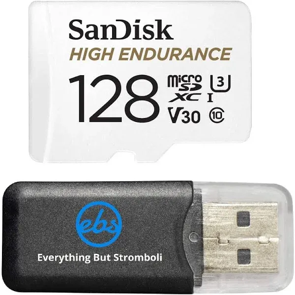 SanDisk High Endurance 128GB TF Card MicroSDXC Memory Card for Garmin Dash Cams 57, 67W, Mini 2, 47 Series (SDSQQNR-128G-GN6IA) Class 10 Bundle with (1) Everything But Stromboli MicroSD Card Reader