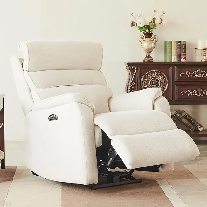 Creatuis J&L Electric Recliner Zero Gravity Recliner Chair with Power Adjustable Headrest Sofa with USB Charging Port Chenille Recliner Living Room Bed Room（Beige）