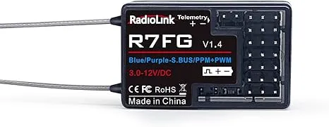 Radiolink R7FG 7 Channels RC Gyro Receiver, Voltage Telemetry Long Range Control, Water-Splash Proof for RC Crawler Drifting Car, Boat, Works for 2.4Gh Radio Controller RC8X/RC4GS V3/RC6GS V3/T8S/T8FB