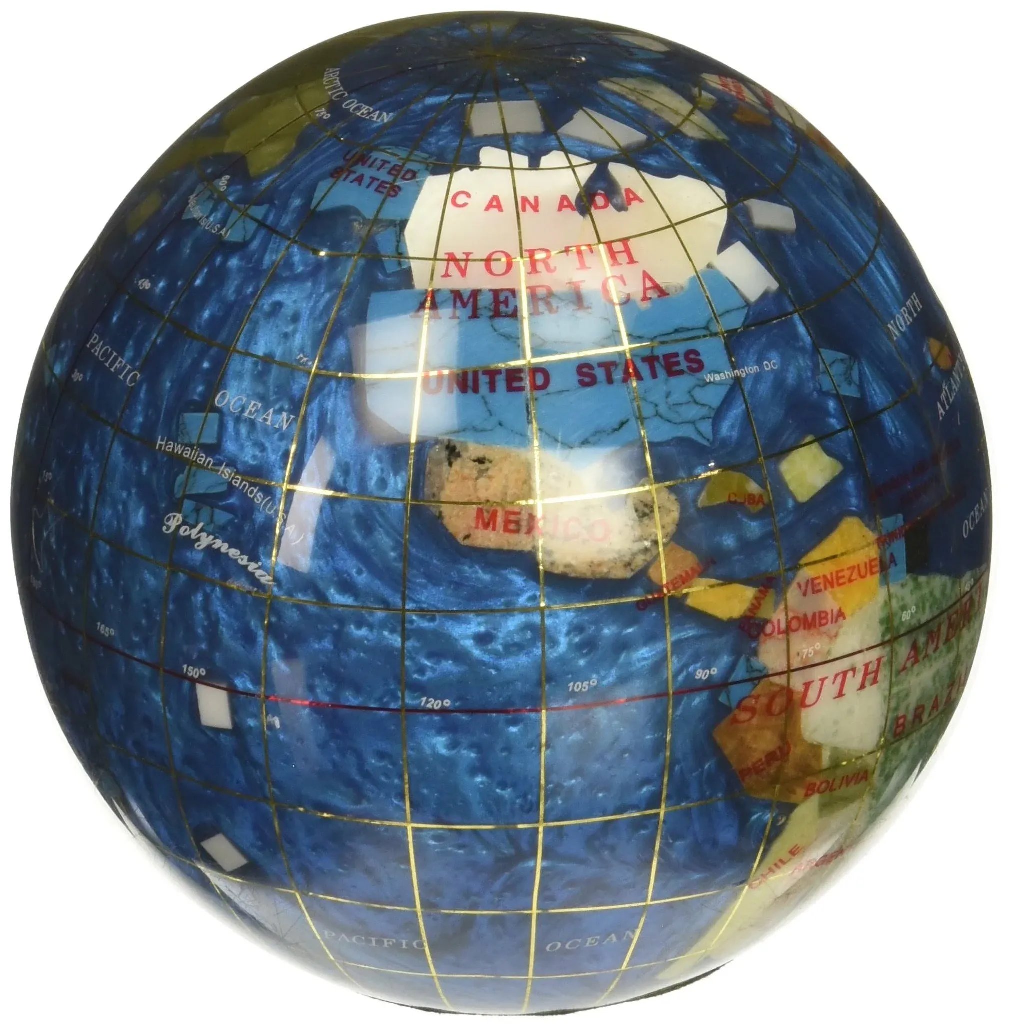 Unique Art 4.3&#034; (110 mm) Dia Gemstone Globe Paperweight Paperweight (Blue Pearl)