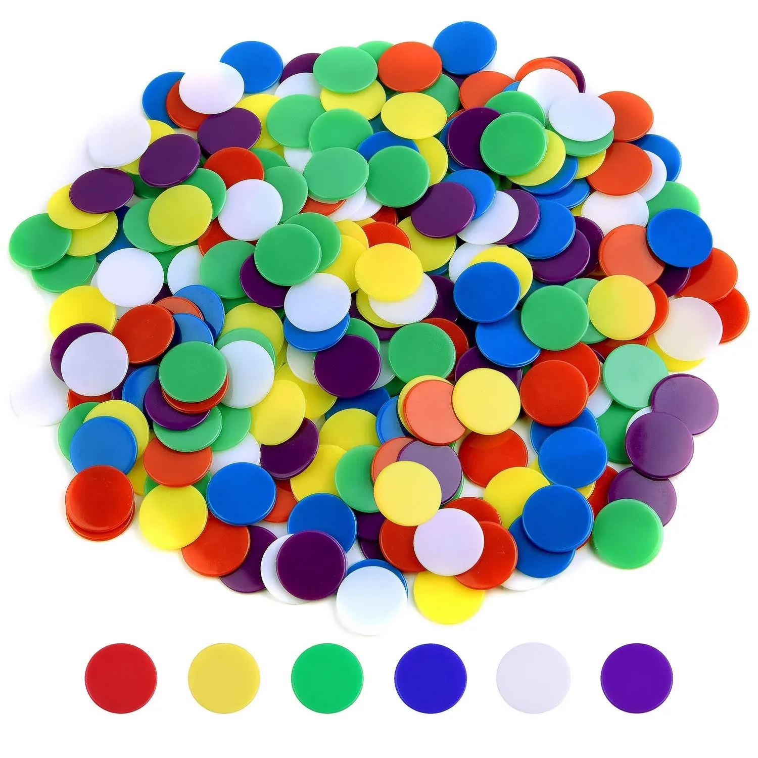 Coopay 900 Pieces Counters Counting Chips Plastic Markers Mixed Colors for Bingo Chips Game Tokens, Contain Orange, Blue, Green, Yellow, Red, Purple Colors