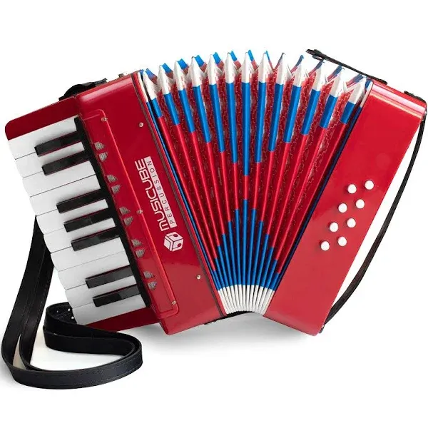 MUSICUBE Accordion Instrument for Kids 17 Keys 8 Bass Accordion with Straps for ...