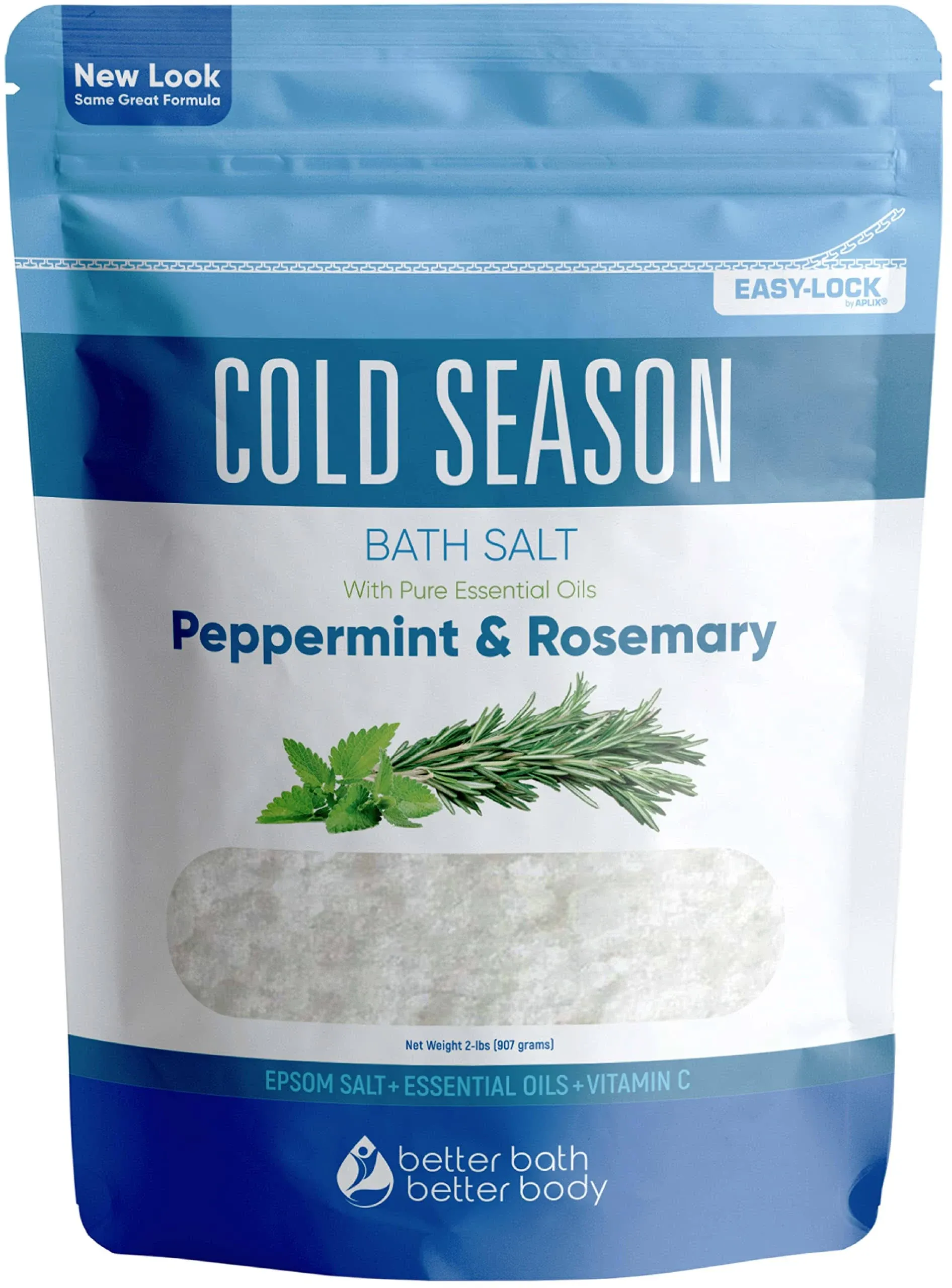 Cold Season Bath Salt 32 Ounces Epsom Salt with Natural Rosemary Peppermint ...