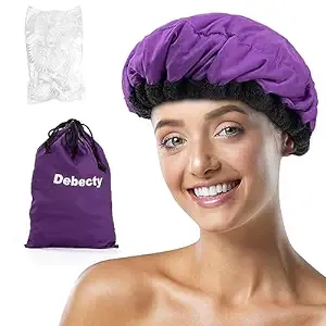 Debecty Deep Conditioning Heat Cap Microwavable Heat Cap for Steaming Hair Styling and Treatment Steam Cap Steaming Haircare Therapy (Purple)