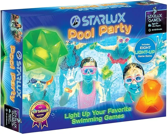 Starlux Pool Party: Light Up, Glow in The Dark Pool Toys (Ages 8+, 1-8+ Players) | Pool Games | Swimming Pool Party Set | Night Swim Toys & Light Up Pool Toys | Glow in The Dark Pool Supplies