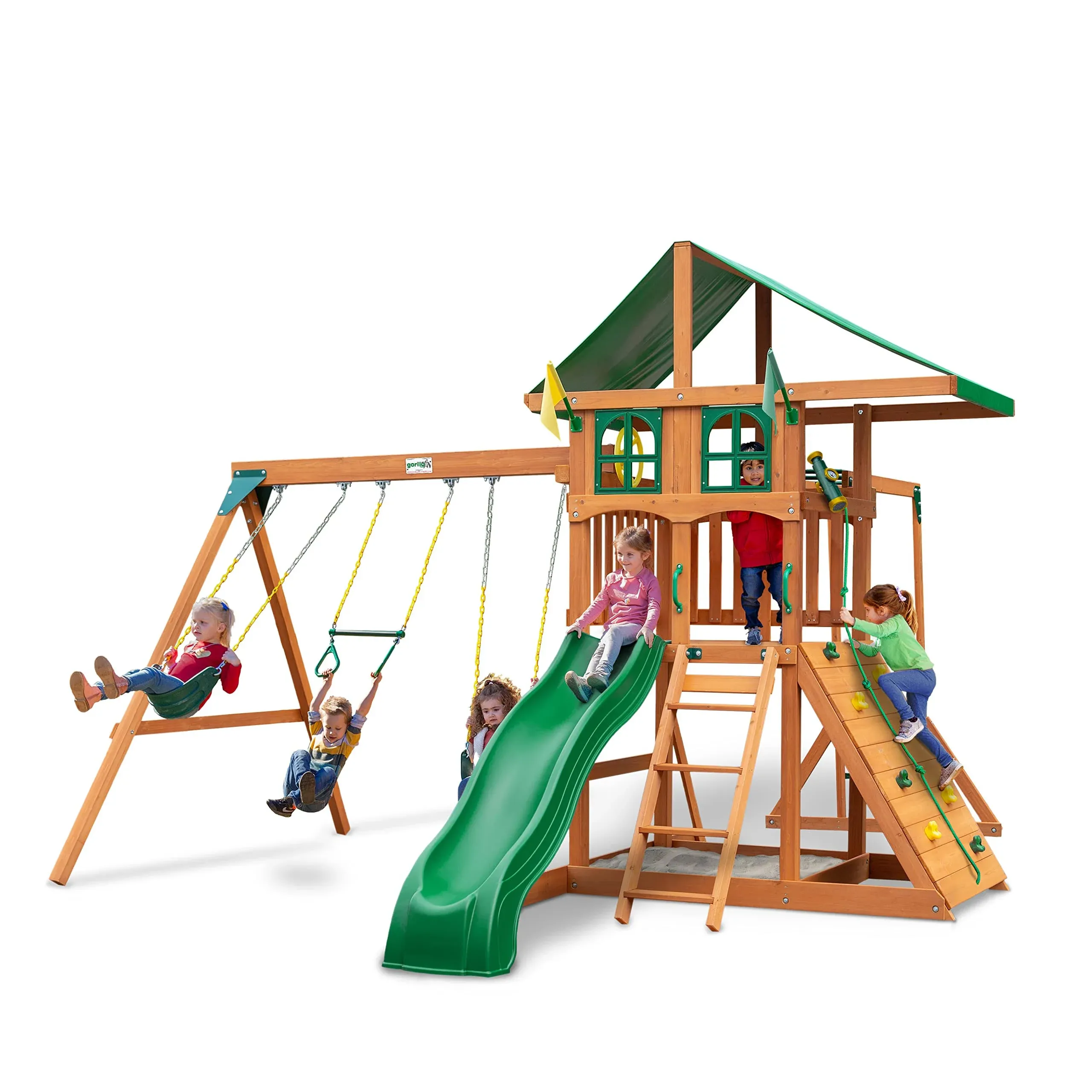 Gorilla Playsets Avalon Treehouse Wooden Swing Set