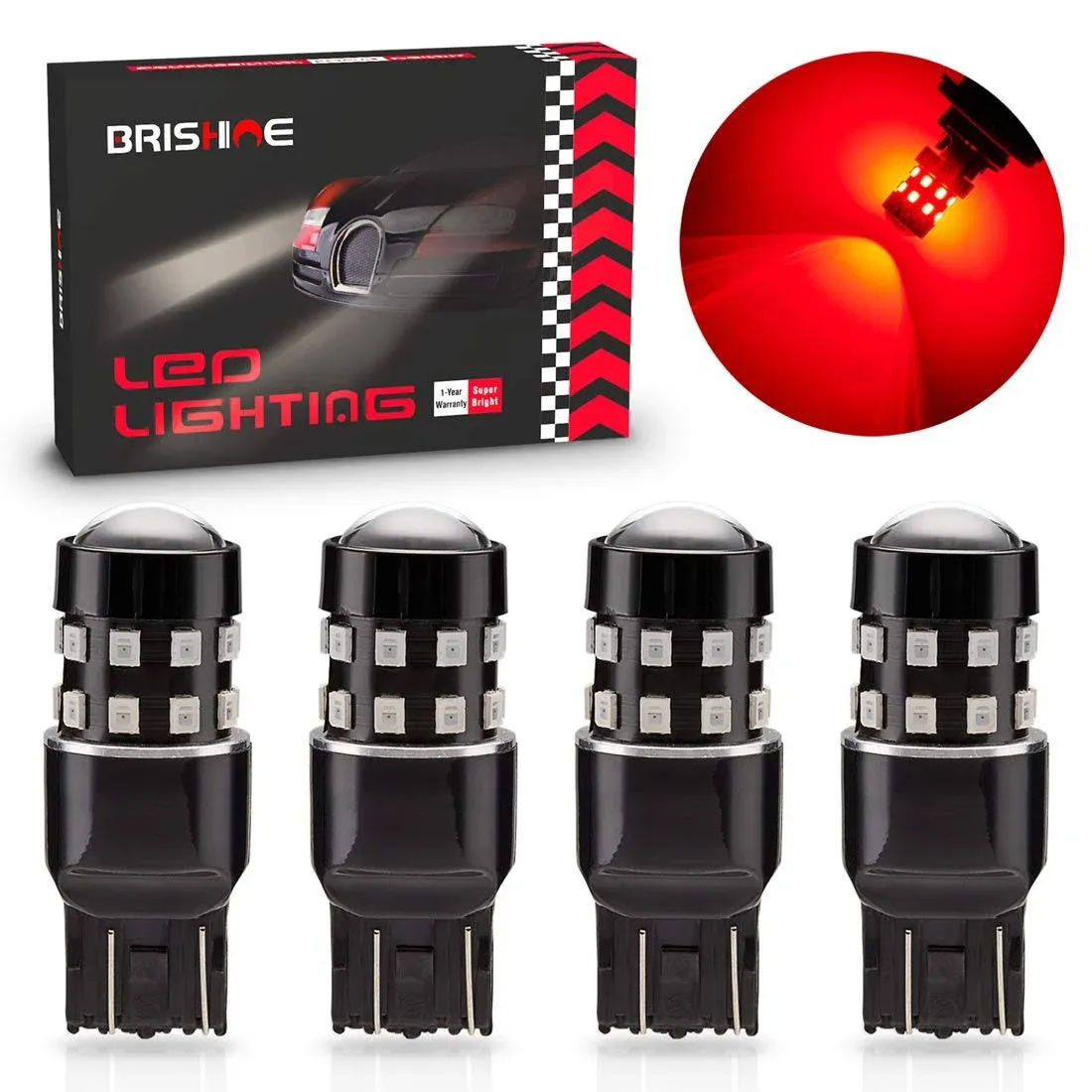 4pack Super Bright 7443 7440 7444 992 T20 Led Bulbs Brilliant Red 930v Nonpolari