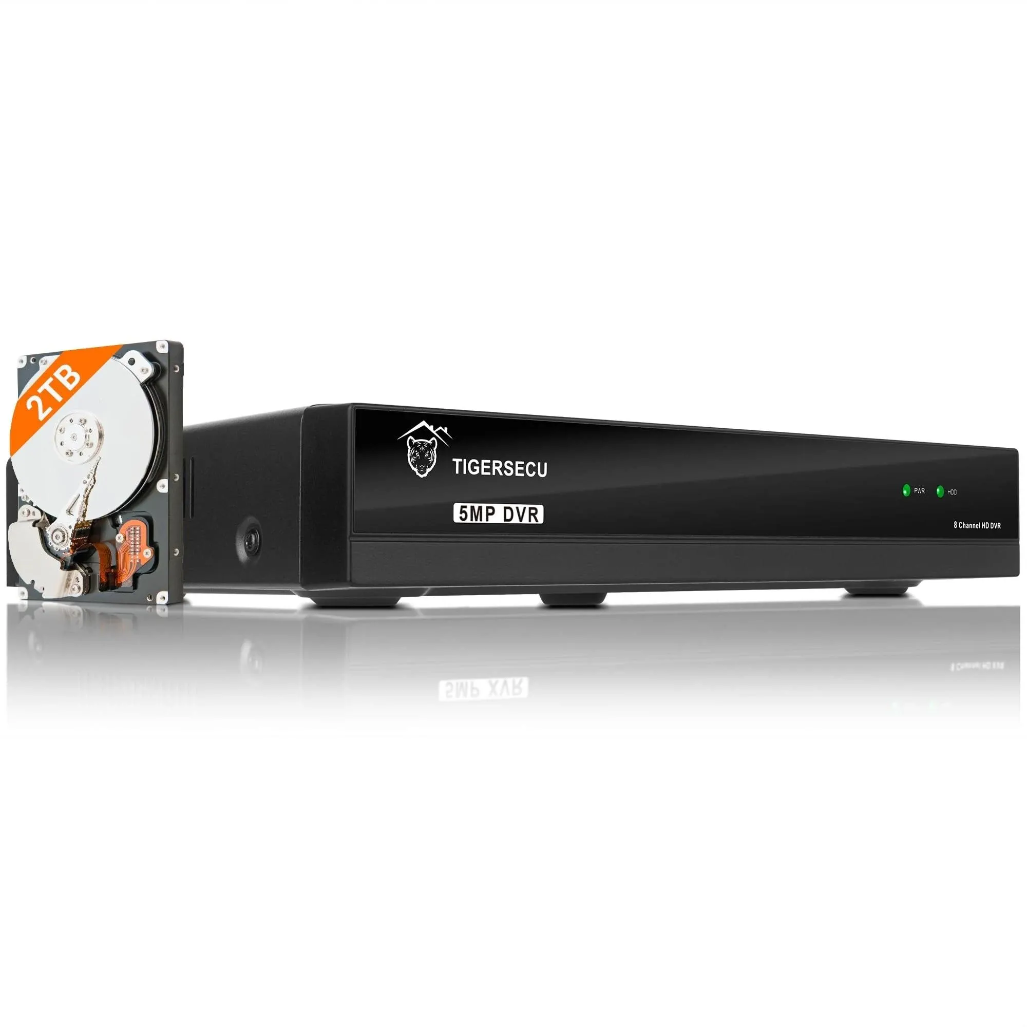 TIGERSECU Ultra HD 5MP 8-Channel Hybrid NVR and DVR Recorder with 2TB Hard Drive ...