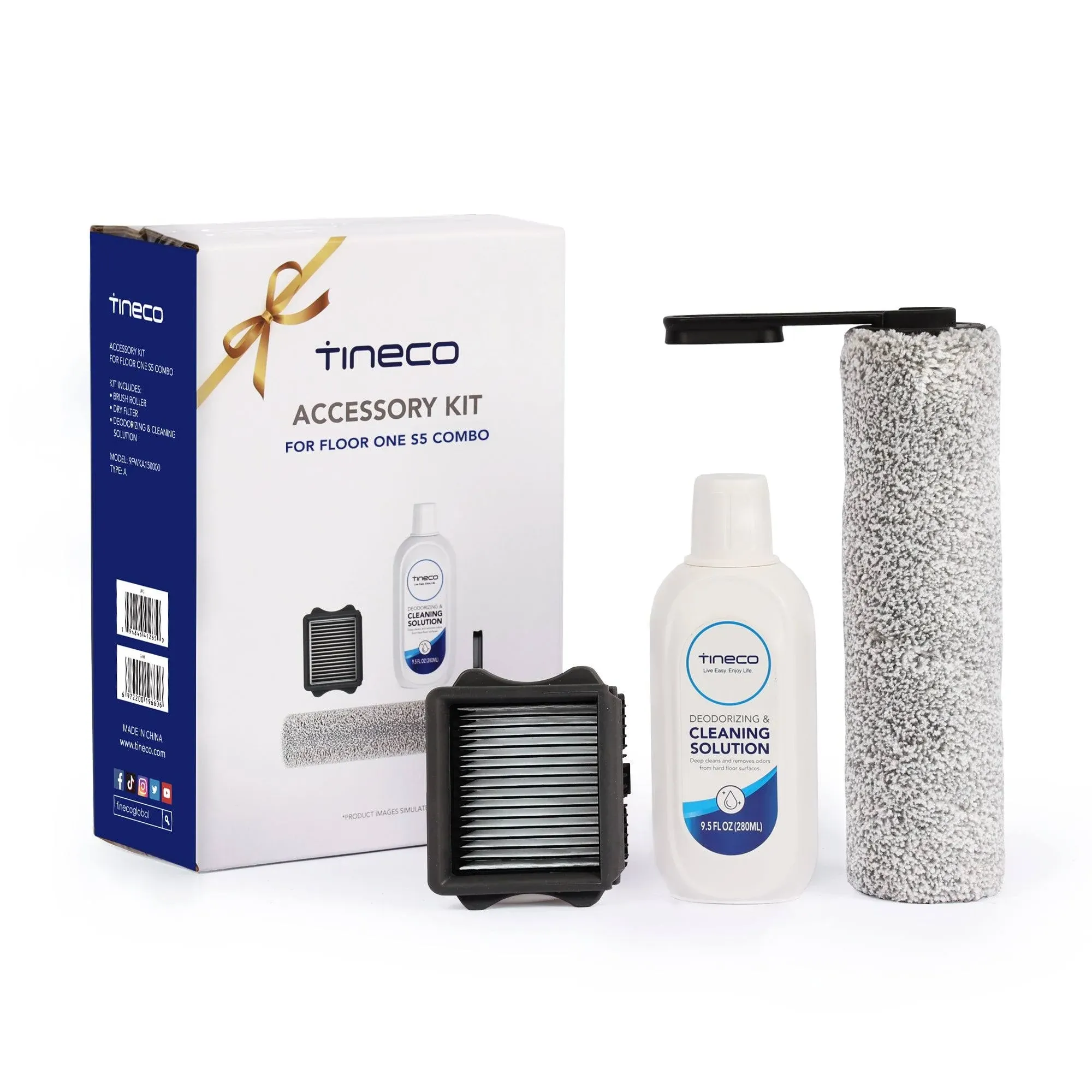 Tineco Floor ONE S5 / S5 PRO Series/iFLOOR 5 Breeze Complete Replacement HEPA Assembly & Brush Roller & 280ml Solution Set