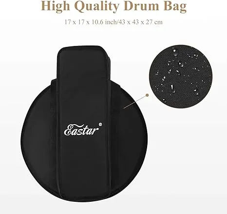 Eastar Snare Drum Set with Drum Sticks,for Beginners with Snare Drum Stand, Mute Pad, Snare Drum Bag, Drum Key, 14"X 5.5",Starry Black