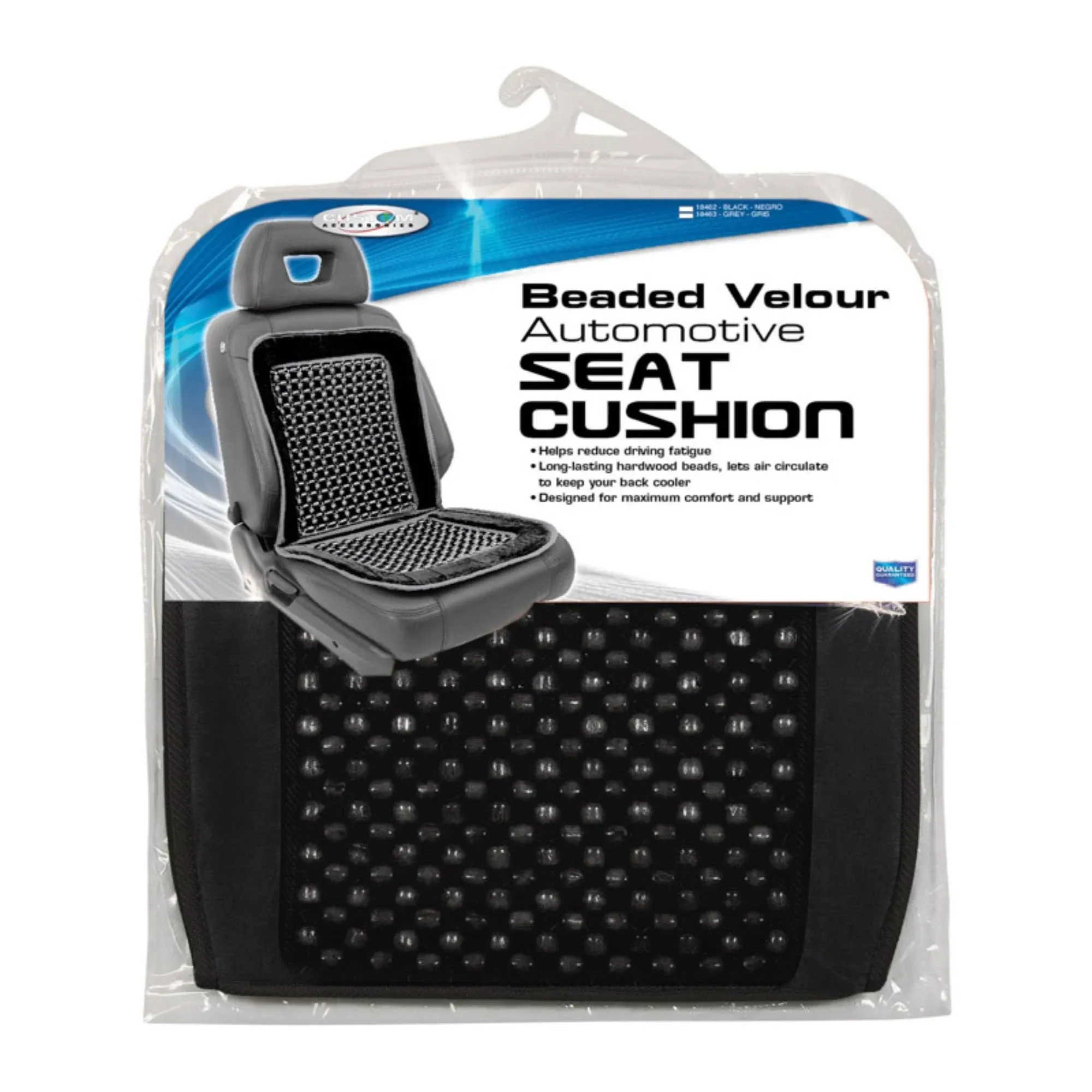 Custom Accessories 18462 Black Beaded Velour Seat Cushion