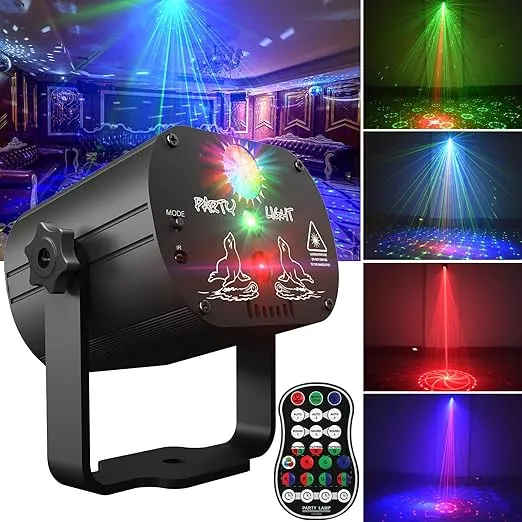  DJ Disco Stage Party Lights, Sound Activated Laser Light RGB Flash USB Powered