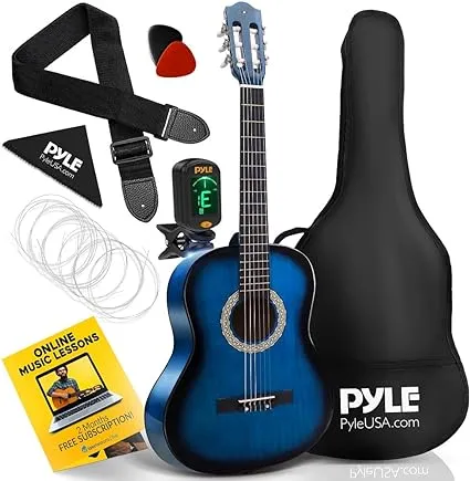 "36'' -Inch 6-String Classic Guitar - 3/4 Size Scale Guitar with Digital Tuner & Accessory Kit, (Blue"