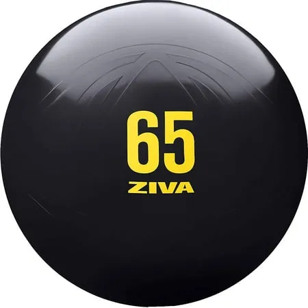 ZIVA Anti Burst Core Fitness Exercise Ball - Professional Grade Slip Resistant Yoga Ball for Stability Balance - Includes Hand Pump Multiple Sizes Available - 65 cm Black