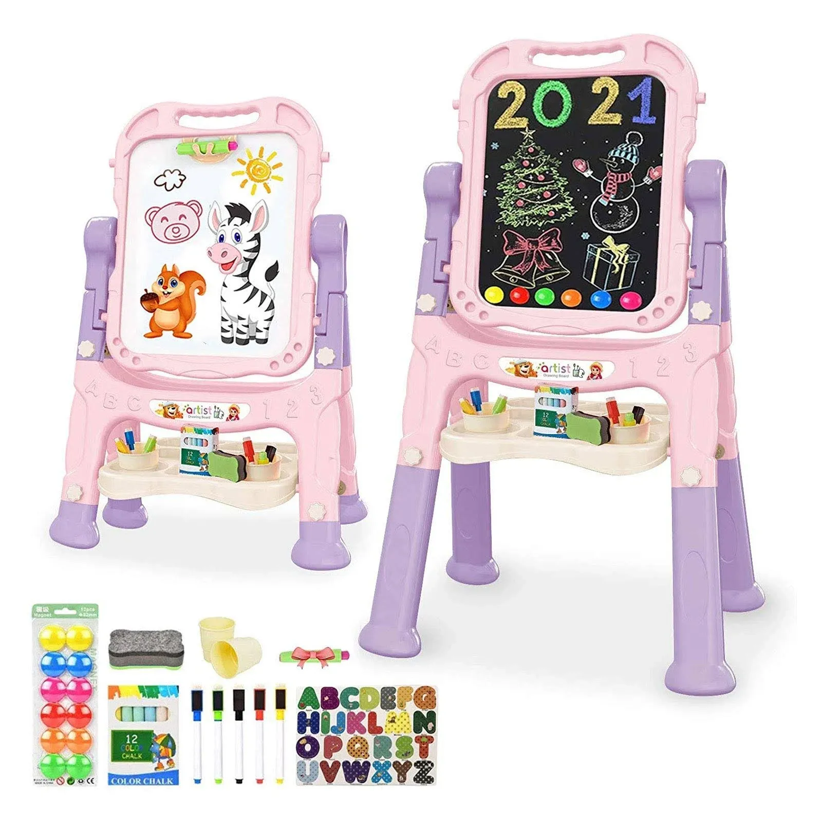 Mojitodon Easel for Kids,Rotatable Double Sided Easel for Kids Adjustable ...