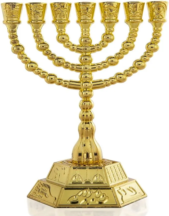 7-Branch Menorah Candle Holder for Shabbat,Tabern<wbr/>acle, Home Decor Ornaments 