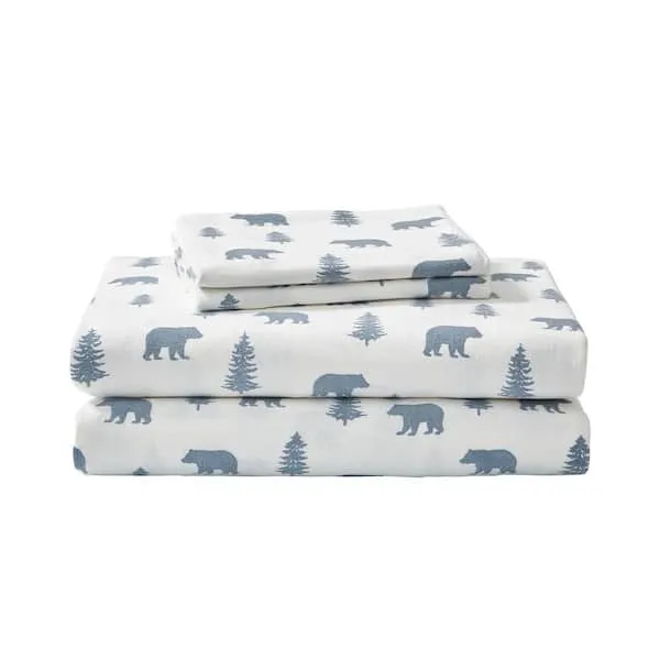 Eddie Bauer Geese Meadow Cotton Flannel Sheet Set - Ivory - Queen