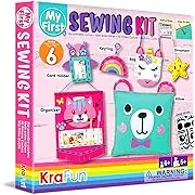 KRAFUN My First Sewing Kit for Beginner Kids Arts & Crafts, 6 Easy DIY Projects of Stuffed Animal Dolls and Plush Pillow Craft, Instructions & Felt, Gift for Girls, Boys, Learn to Sew, Embroidery