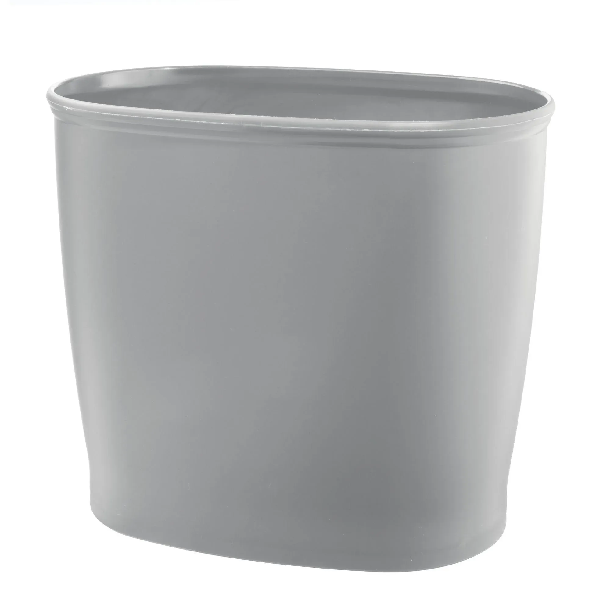 Gray Small Plastic Oval Trash Can Garbage Bin by mDesign