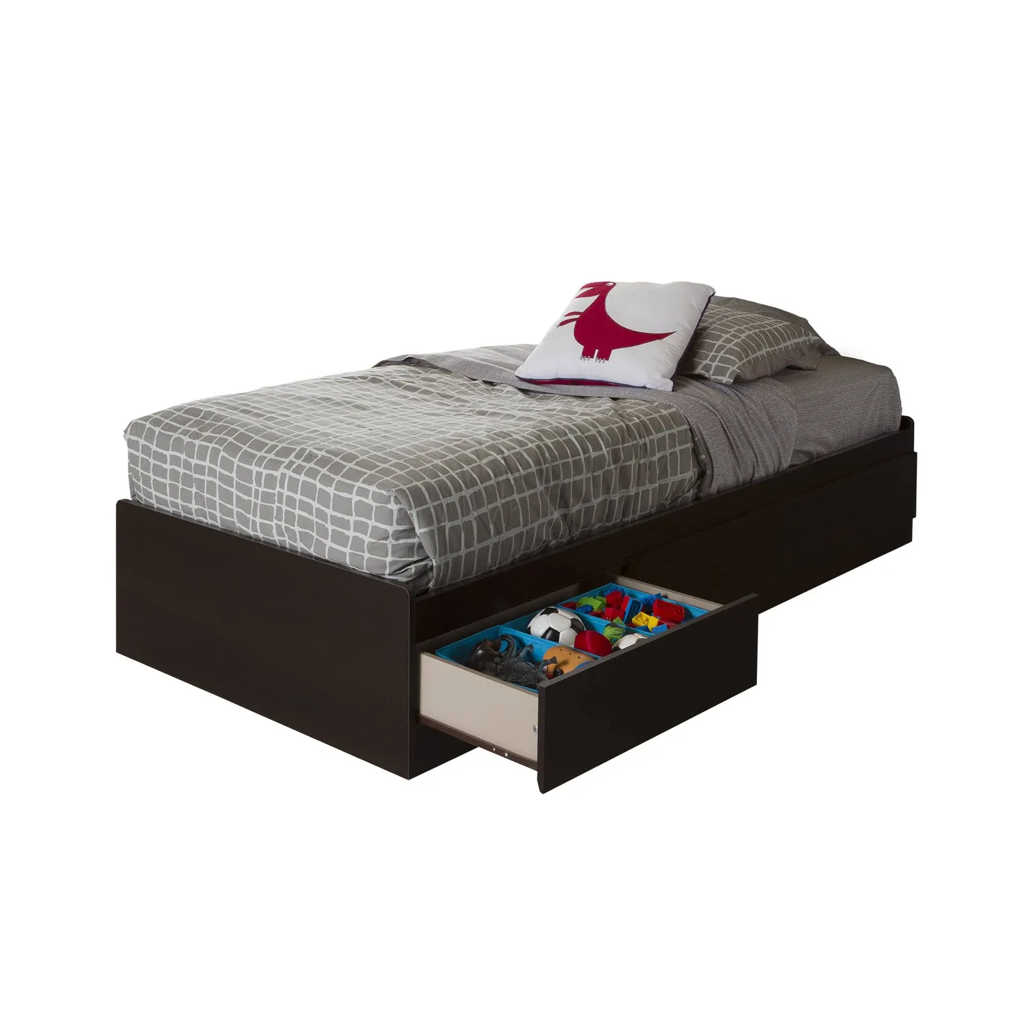 South Shore Vito Twin Mates Bed with Storage in Chocolate, Twin Size - Transitional - Kids Beds - by Homesquare | Houzz