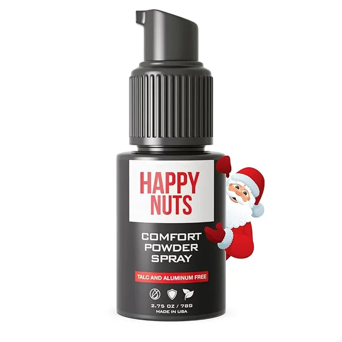 Happy Nuts Comfort Powder Spray: Anti Chafing & Mens Deodorant, Aluminum-Free, Sweat and Odor Control for Jock Itch, Groin and Men's Private Parts (2.75 Ounce (Pack of 1), Original)