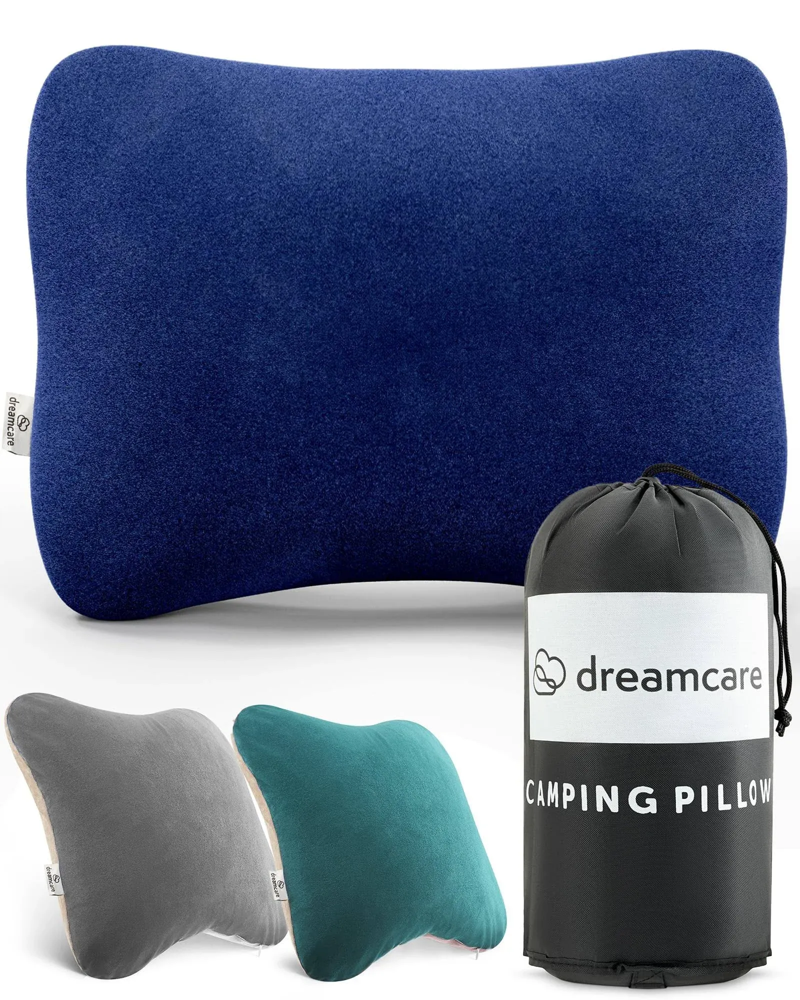 DREAMCARE Camping Pillow, Memory Foam Travel Pillow, Camping Accessories - Small Pillow Camping Essentials Camping Pillows for Sleeping, Backpacking Pillow, Travel Pillows for Sleeping (Medium,Black)