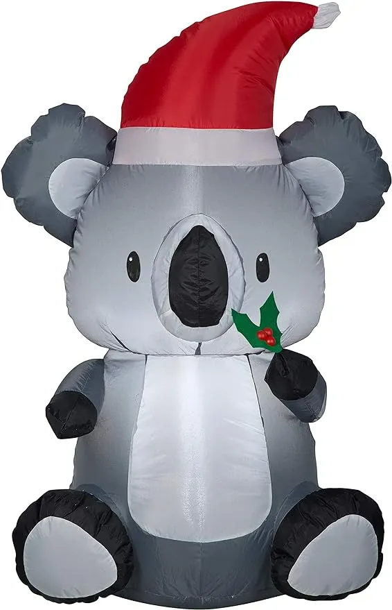 Gemmy 3.5&#039; Airblown Christmas Koala Wearing Santa Hat Inflatable Yard Decor