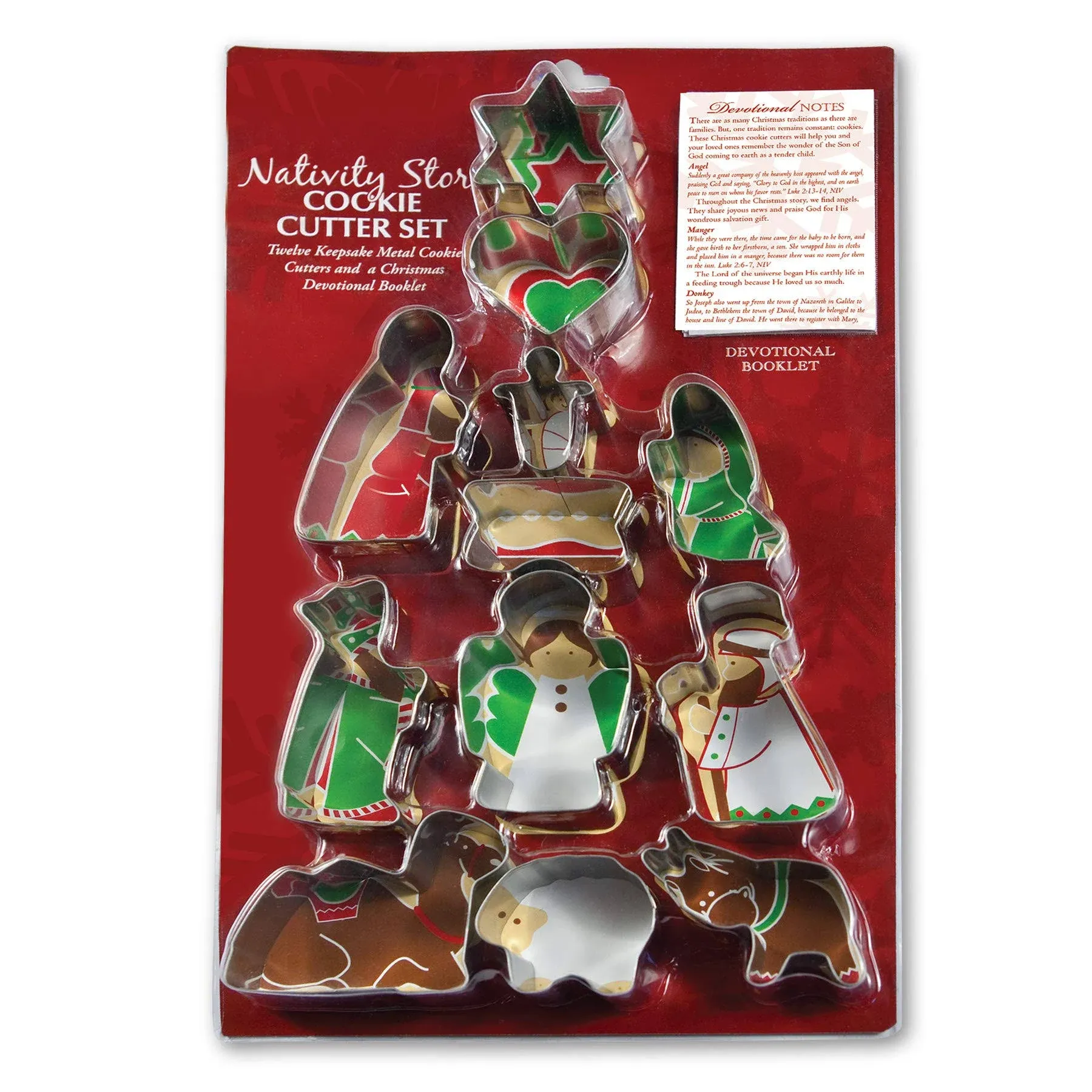 Nativity Story Cookie Cutter Set Metal 12 pcs with Christmas Devotional Booklet