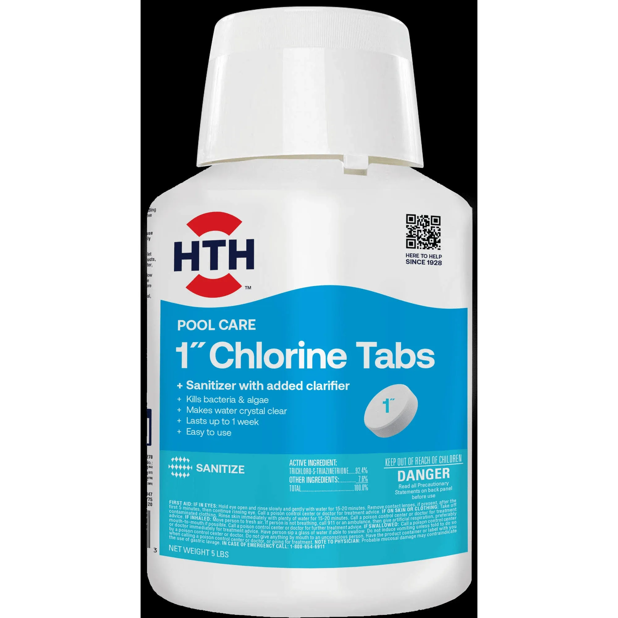 HTH 42031 1" Chlorinating Tablets Swimming Pool Chlorine, 5 lbs