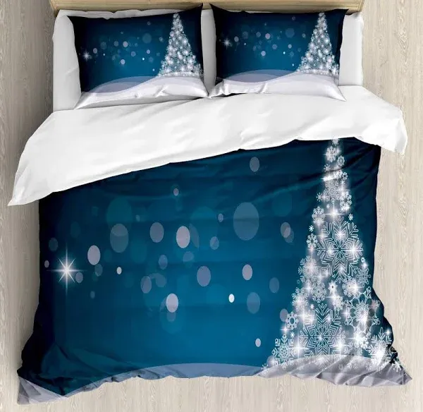 Christmas Duvet Cover Set with Pillow Shams Fantasy Xmas Tree Print