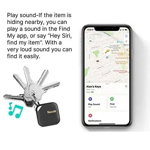 Nutale AirPro Key Finder Tag (iOS Only), Bluetooth Tracker 1 Pack, 1-Black 