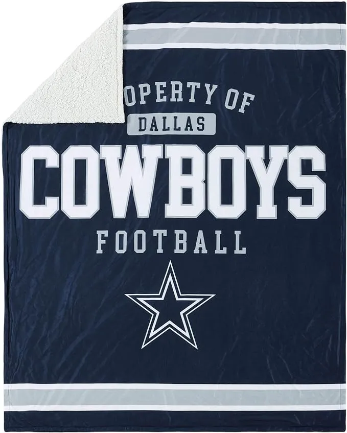 Dallas Cowboys NFL Team Property Sherpa Plush Throw Blanket