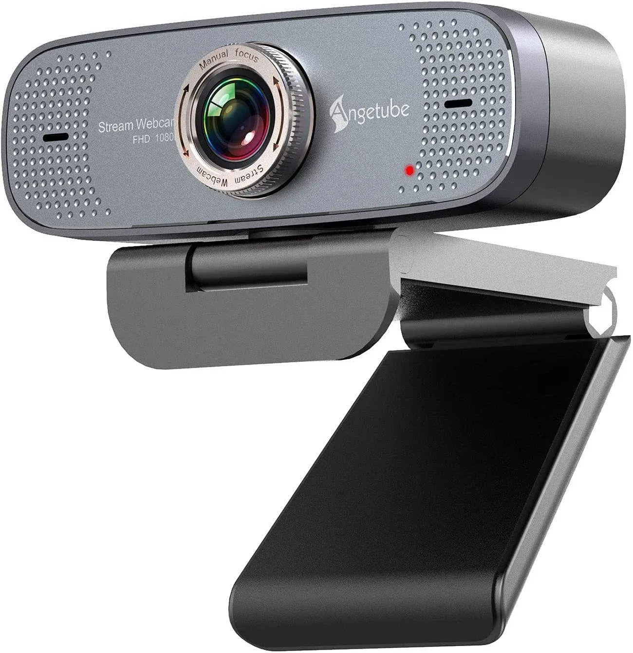 1080p Web Camera for Computer - Angetube HD Webcam with Microphone - USB Grey