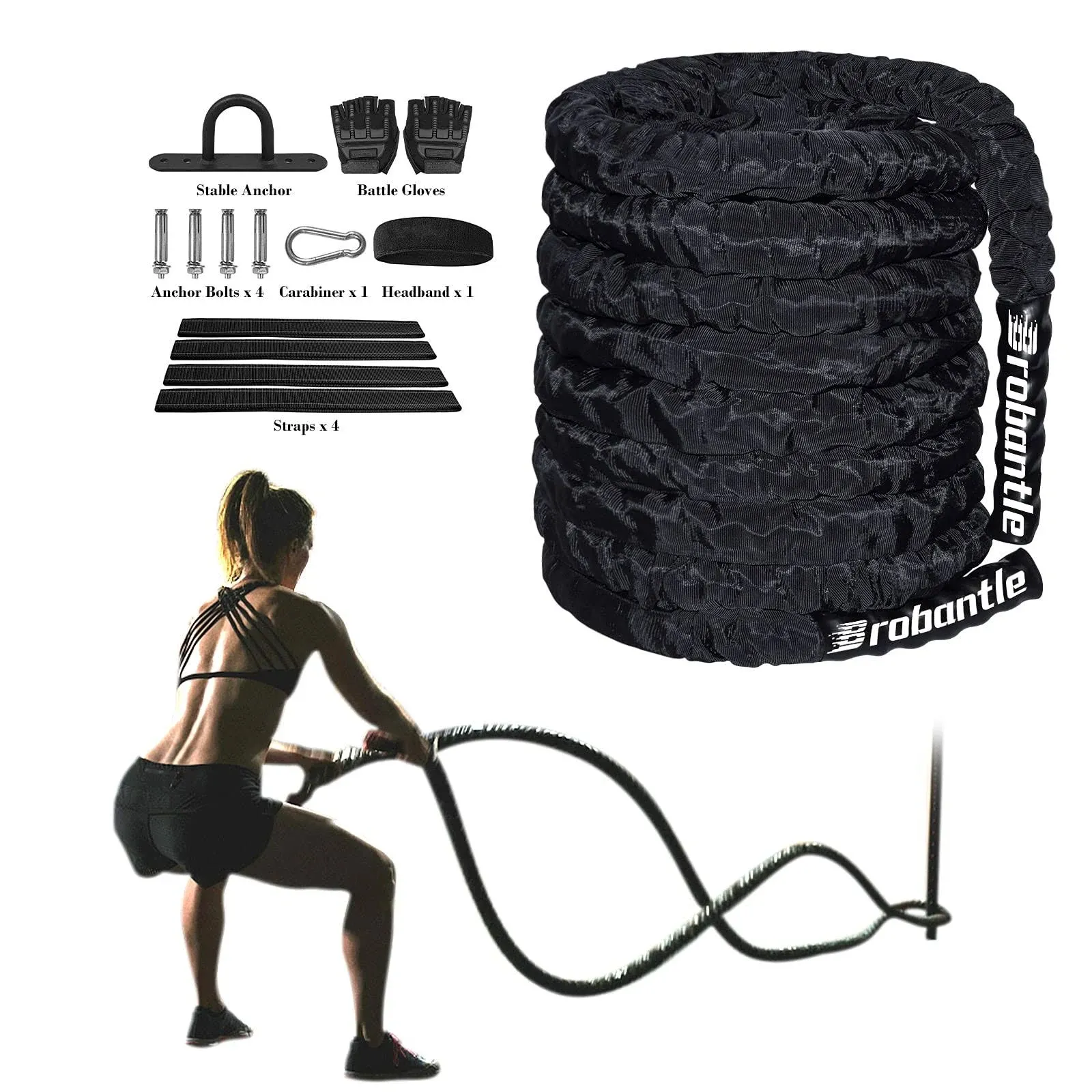 Battle Rope Workout Equipment 30FT Exercise Heavy Weighted Diameter Battle 