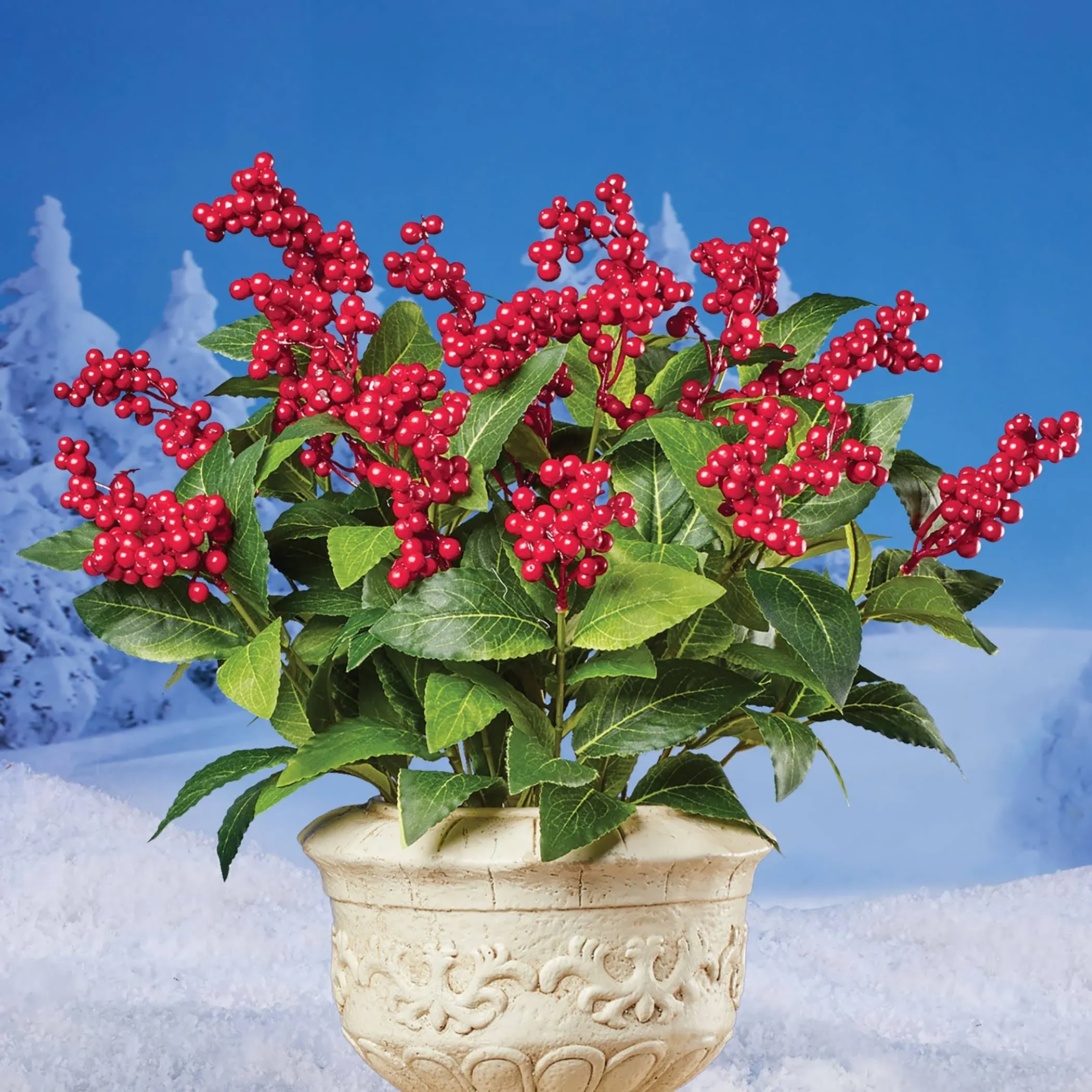 Artificial Red Berry Bushes - Set of 3 Bushes