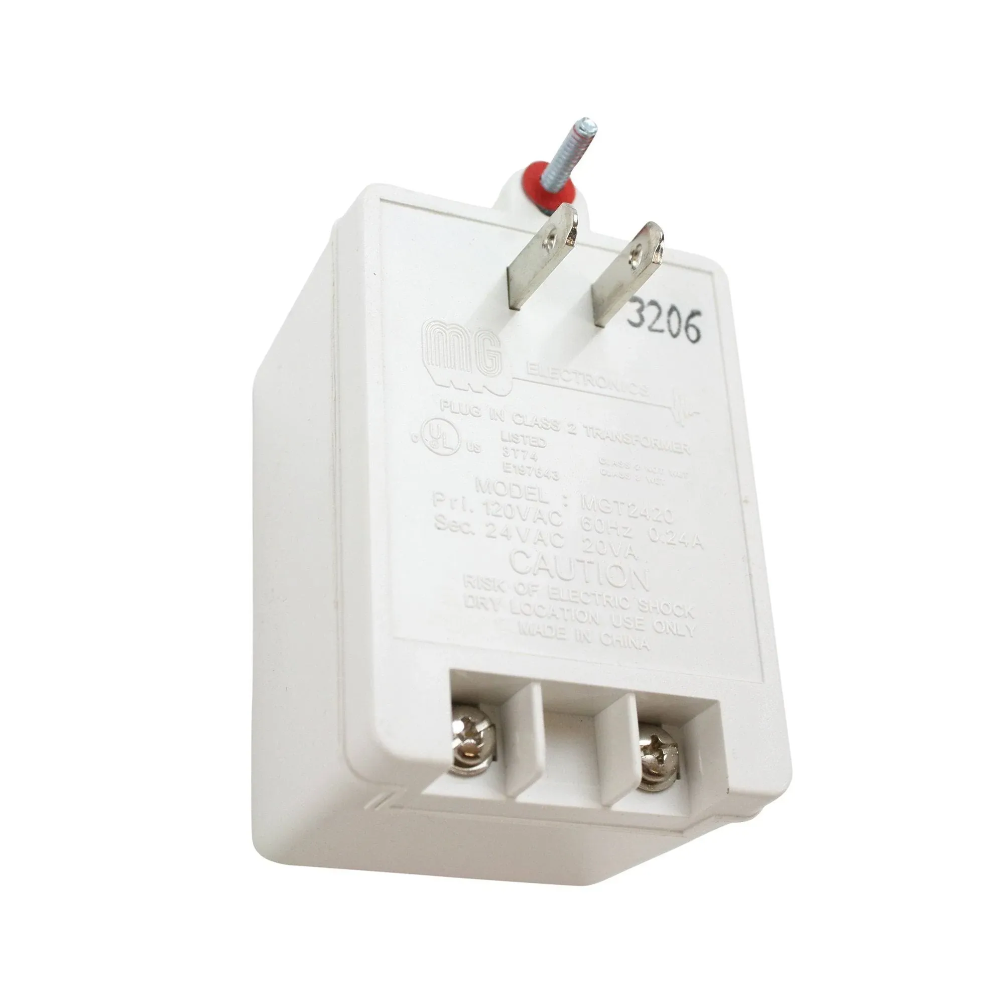 mg Electronics MGT2420 TRANSFORMER,24VAC 20VA UL Approved