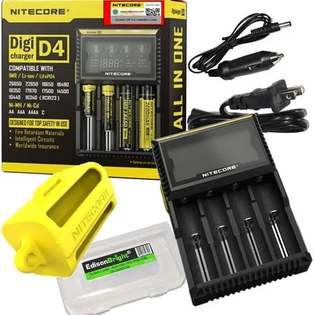 Nitecore D4 Intelligent Standard Battery Charger Lithium AA AAA/18670 Home &amp; Car