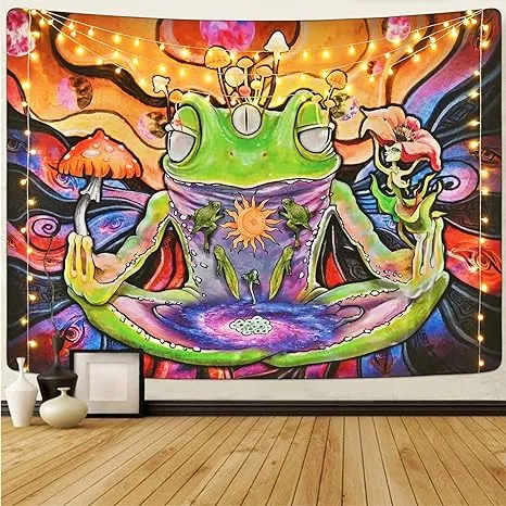 Krelymics Frog Tapestry Mushroom Tapestry Hippie Eyes Tapestries Moon Phase