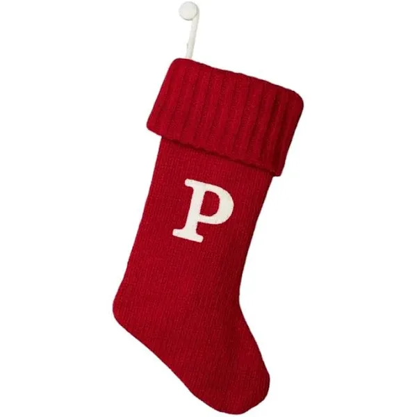 Wondershop Holiday Christmas Stocking Knit Red Monogram Letter P Measures 20"