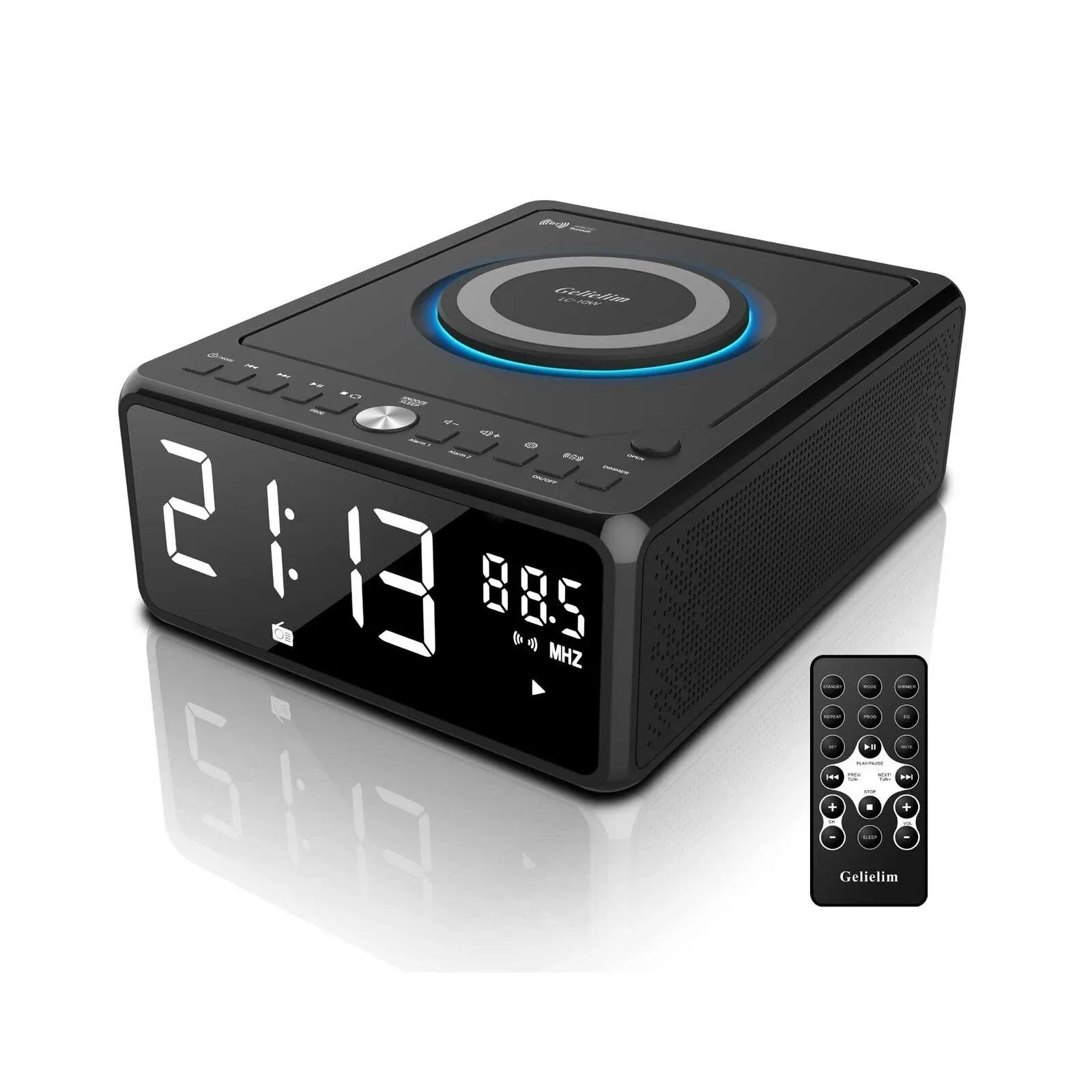 Gelielim CD Clock Radio CD Player Boombox with Remote Dual Alarm Clock with ...