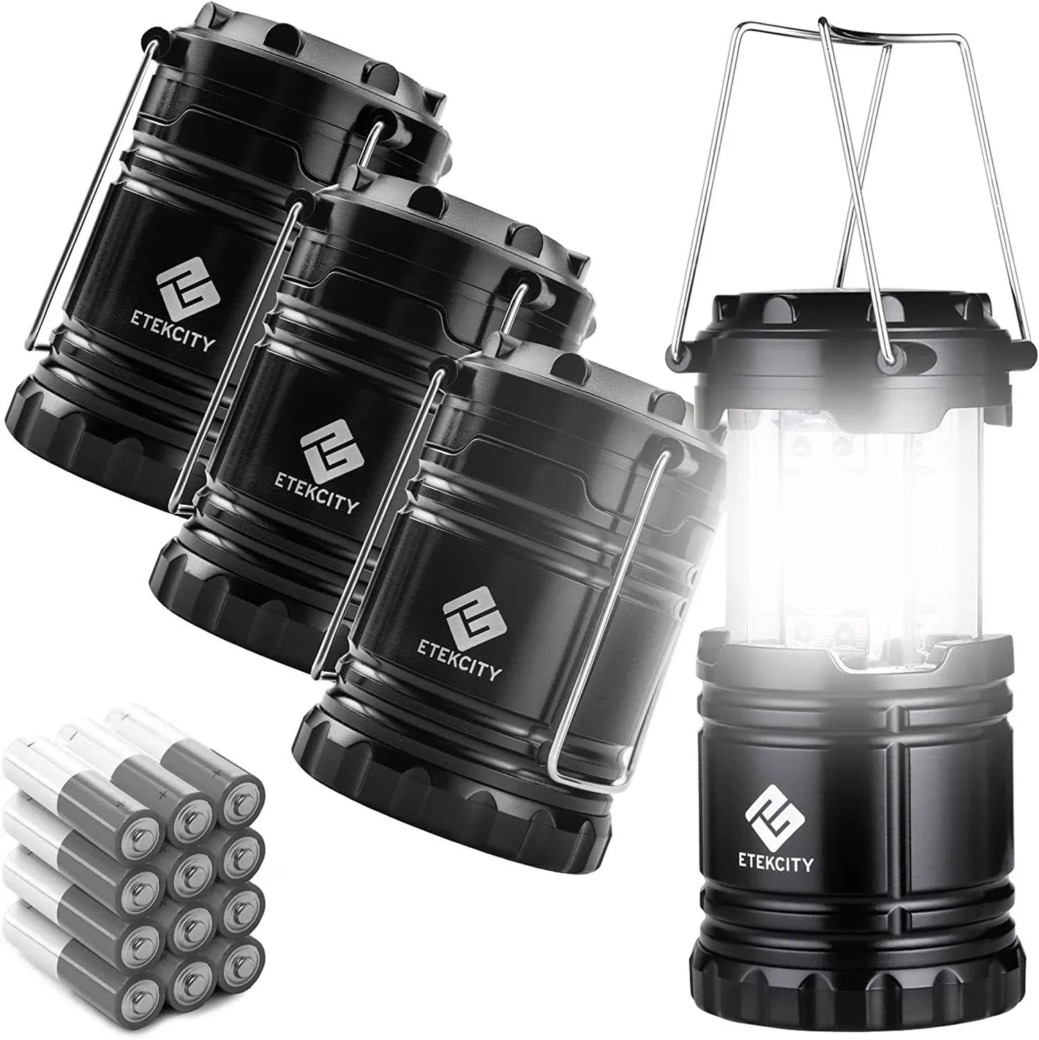 Etekcity Camping Lantern for Emergency Light Hurricane Supplies, Accessories Gear Tent Lights, Lanterns Battery Powered LED for Power Outages, Survival Kits, Operated Lamp, 4 Pack